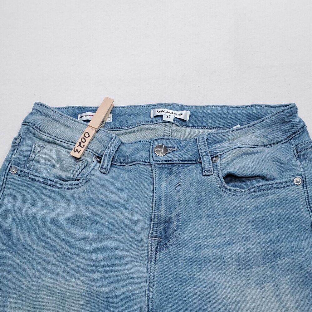 Vigoss Casual Button Zip Denim Medium Wash Jeans Womens Size 27 Blue